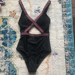 2/$35 Target one piece black cutout tribal trim XS
